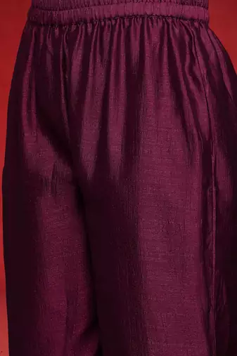 Geometric Yoke Design Notch Neck Sequinned Straight Kurta With Trouser And Dupatta