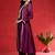 Geometric Yoke Design Notch Neck Sequinned Straight Kurta With Trouser And Dupatta