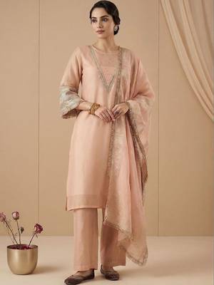 Women Ethnic Motifs Embroidered Regular Thread Work Kurta with Trousers & With Dupatta 1