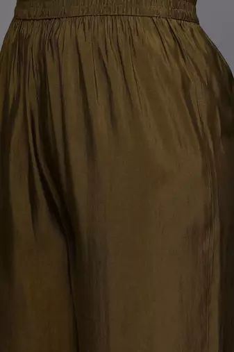 Floral Embroidered Zari Panelled Kurta With Palazzos & Dupatta