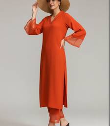 Women Regular Silk Crepe Kurta with Trousers