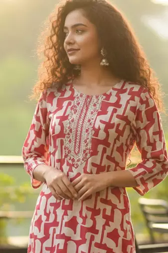 Women Printed Regular Kurta with Trousers & With Dupatta