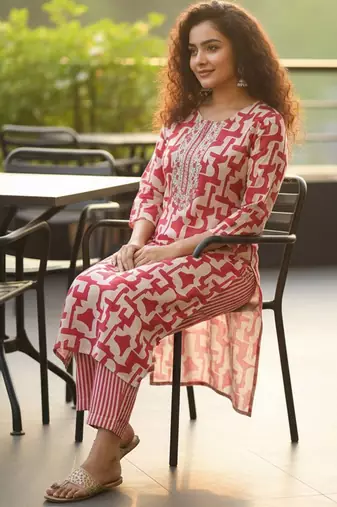 Women Printed Regular Kurta with Trousers & With Dupatta