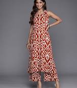 Ethnic Motifs Printed V-Neck Sleeveless  Cotton Straight Kurta With Palazzo