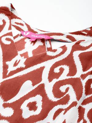 Ethnic Motifs Printed V-Neck Sleeveless  Cotton Straight Kurta With Palazzo 5