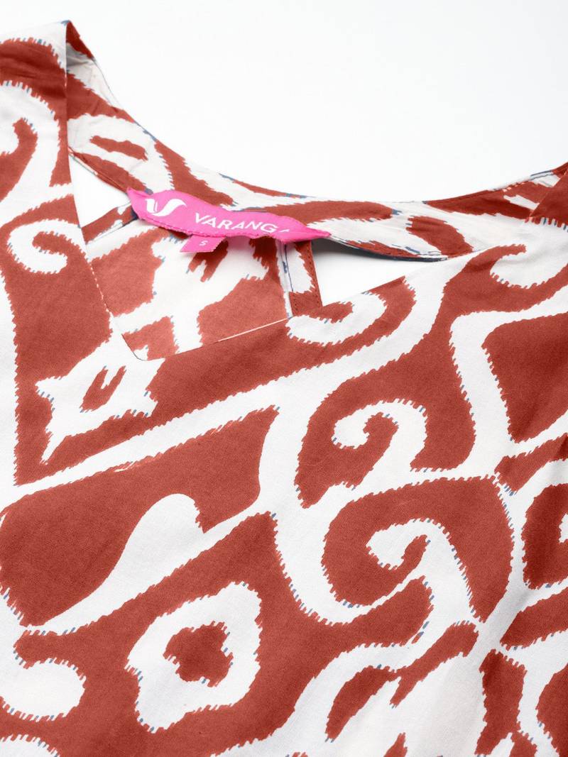 Ethnic Motifs Printed V-Neck Sleeveless  Cotton Straight Kurta With Palazzo
