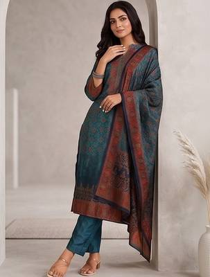 Women Ethnic Motifs Printed Regular Chanderi Silk Kurta with Trousers & With Dupatta 1
