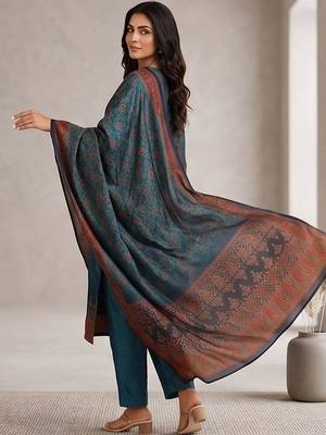 Women Ethnic Motifs Printed Regular Chanderi Silk Kurta with Trousers & With Dupatta 3