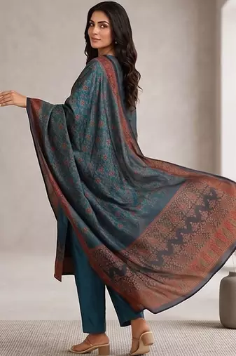 Women Ethnic Motifs Printed Regular Chanderi Silk Kurta with Trousers & With Dupatta