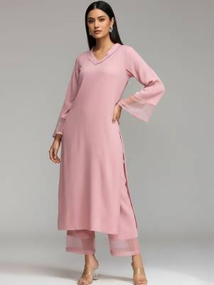 Women Regular Silk Crepe Kurta with Palazzos 2