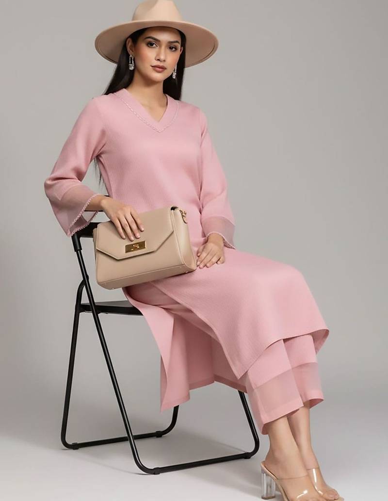 Women Regular Silk Crepe Kurta with Palazzos