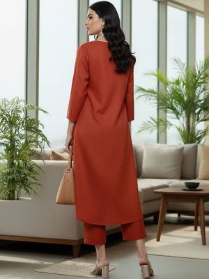 Women Dyed Pleated Kurta with Trousers 2
