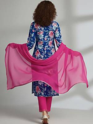 Women Floral Printed Regular Kurta with Trousers & With Dupatta 2