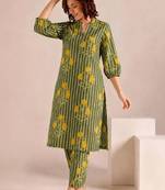 Women Striped Regular Kurta with Trousers