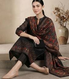Women Printed Regular Chanderi Silk Kurta with Trousers & With Dupatta