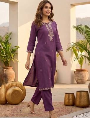 Women Ethnic Motifs Embroidered Regular Thread Work Kurta with Trousers & With Dupatta 2
