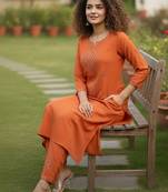 Women Ethnic Motifs Embroidered Regular Mirror Work Kurta with Trousers
