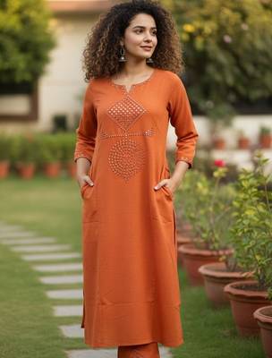 Women Ethnic Motifs Embroidered Regular Mirror Work Kurta with Trousers 2
