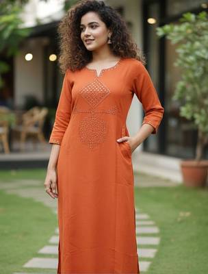 Women Ethnic Motifs Embroidered Regular Mirror Work Kurta with Trousers 5