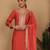 Rust Floral Embroidered Regular Sequinned Straight Kurta With Trouser With Dupatta