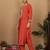 Rust Floral Embroidered Regular Sequinned Straight Kurta With Trouser With Dupatta