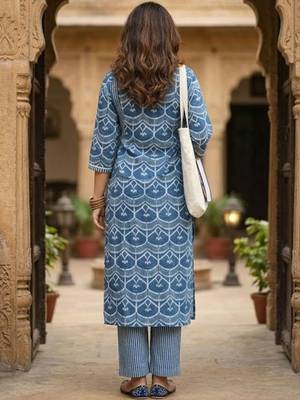 Women Printed Regular Kurta with Trousers 2