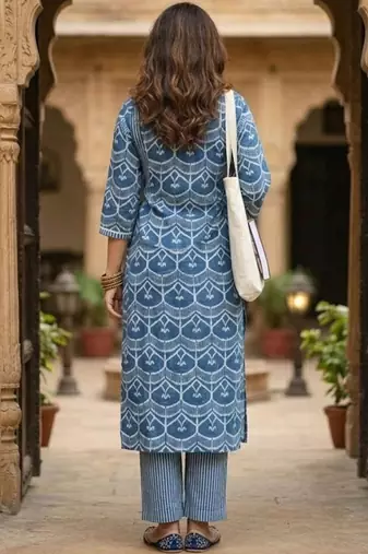 Women Printed Regular Kurta with Trousers