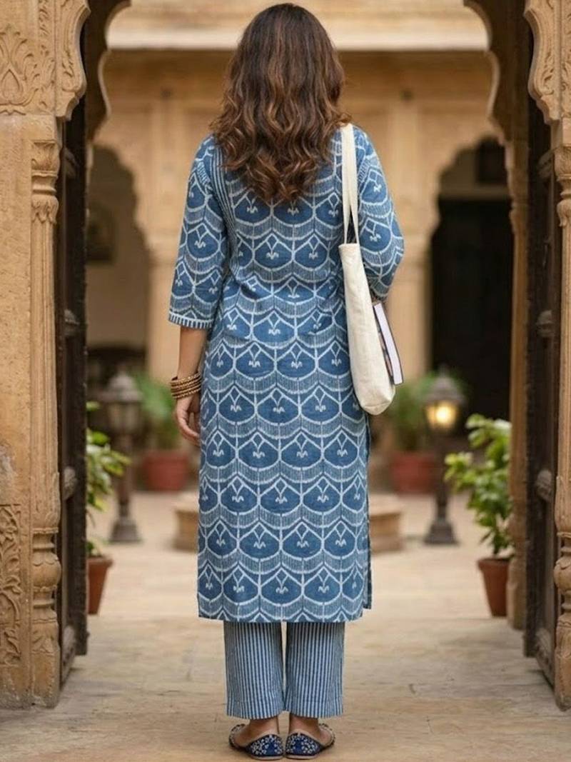 Women Printed Regular Kurta with Trousers