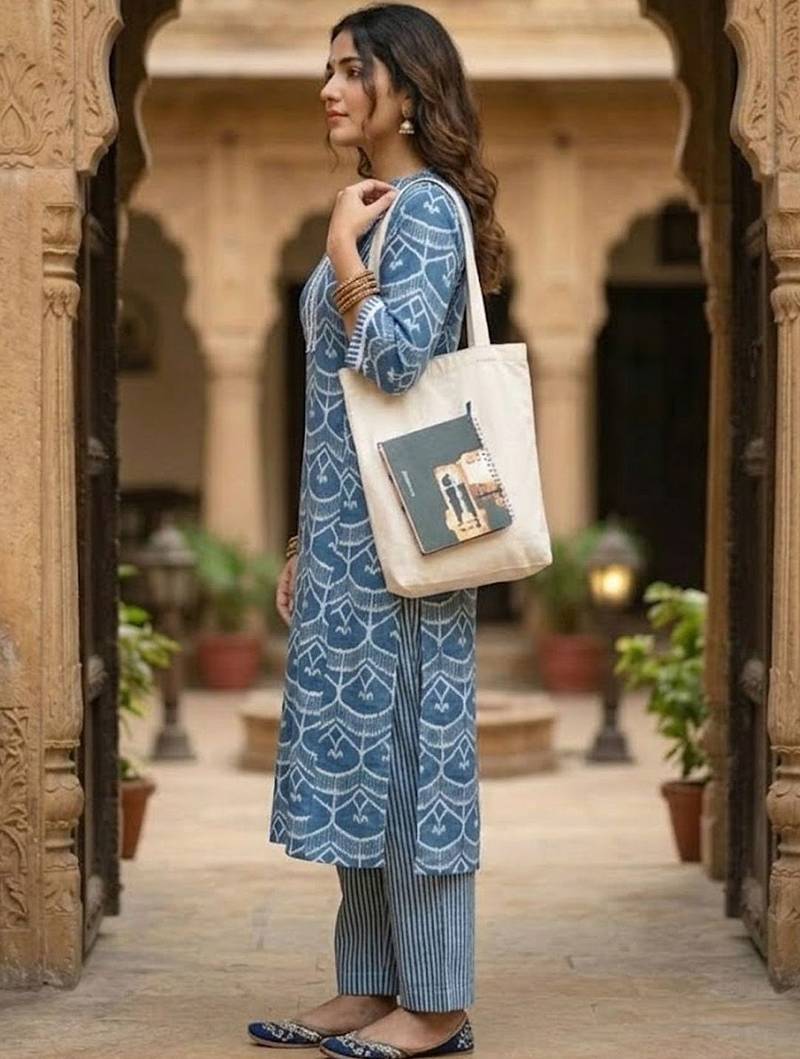 Women Printed Regular Kurta with Trousers