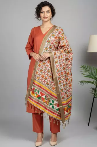 Women Ethnic Motifs Regular Kurta with Trousers & With Dupatta