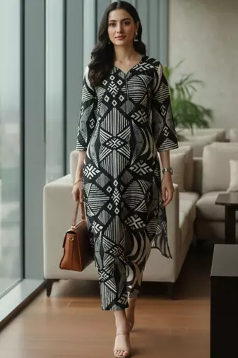 Women Printed Regular Kurta with Trousers