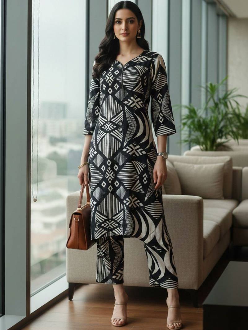 Women Printed Regular Kurta with Trousers