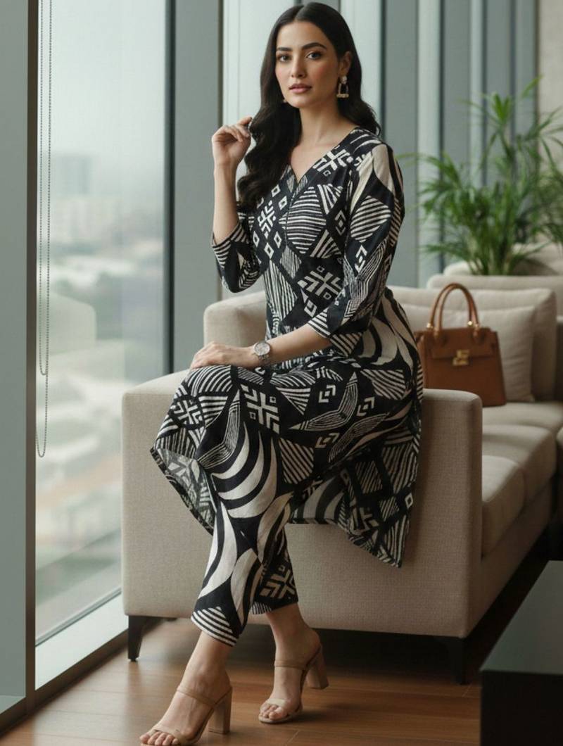 Women Printed Regular Kurta with Trousers