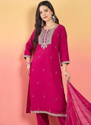 Women Ethnic Motifs Embroidered Regular Kurta with Trousers & Dupatta 1