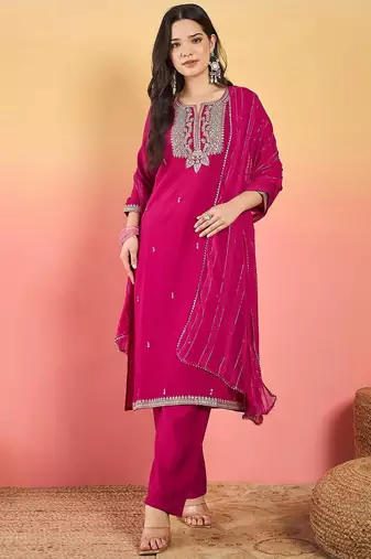 Women Ethnic Motifs Embroidered Regular Kurta with Trousers & Dupatta