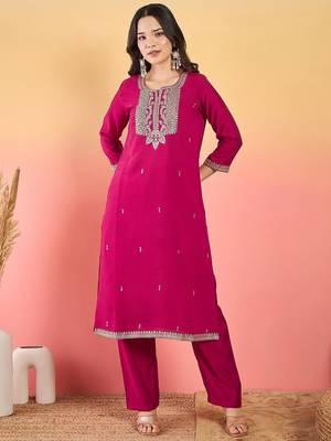 Women Ethnic Motifs Embroidered Regular Kurta with Trousers & Dupatta 4