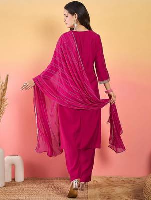 Women Ethnic Motifs Embroidered Regular Kurta with Trousers & Dupatta 6