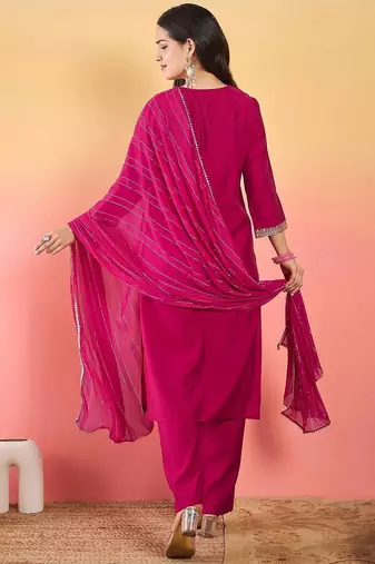 Women Ethnic Motifs Embroidered Regular Kurta with Trousers & Dupatta