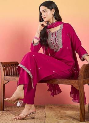 Women Ethnic Motifs Embroidered Regular Kurta with Trousers & Dupatta 7