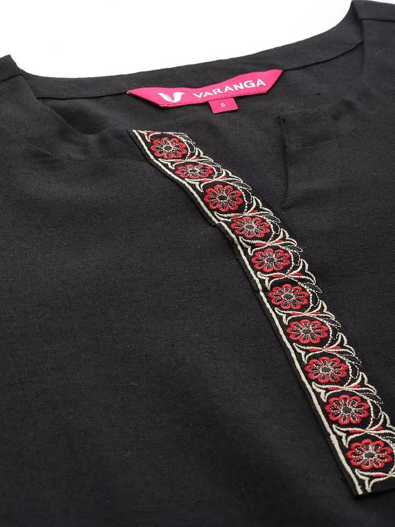 Floral Embroidered Thread Work Kurta with Trousers & Dupatta