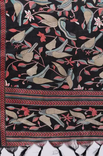 Floral Embroidered Thread Work Kurta with Trousers & Dupatta
