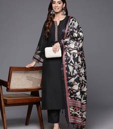 Floral Embroidered Thread Work Kurta with Trousers & Dupatta