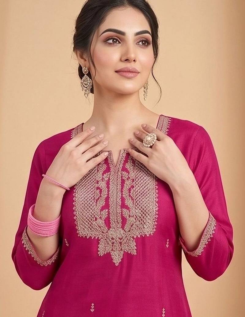 Women Ethnic Motifs Embroidered Regular Thread Work Kurta with Trousers & With Dupatta