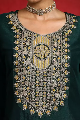 Women Ethnic Motifs Embroidered Kurta with Trouser & Dupatta
