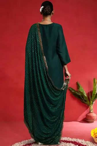 Women Ethnic Motifs Embroidered Kurta with Trouser & Dupatta