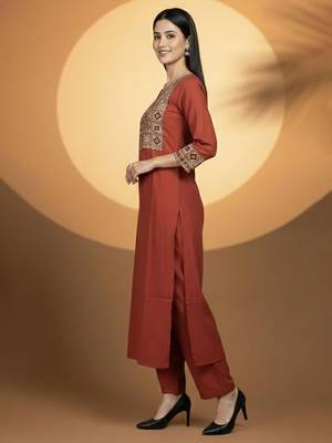 Women Ethnic Motifs Embroidered Regular Kurta with Trousers & With Dupatta 3