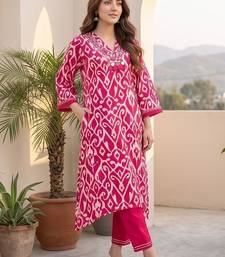 Women Ethnic Motifs Printed Regular Thread Work  Cotton Kurta with Trousers