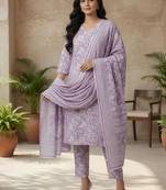 Women Floral Printed Regular  Cotton Kurta with Trousers & With Dupatta