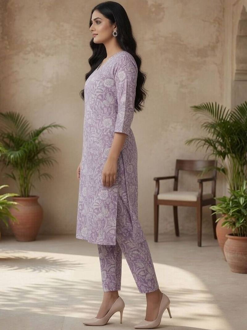 Women Floral Printed Regular  Cotton Kurta with Trousers & With Dupatta
