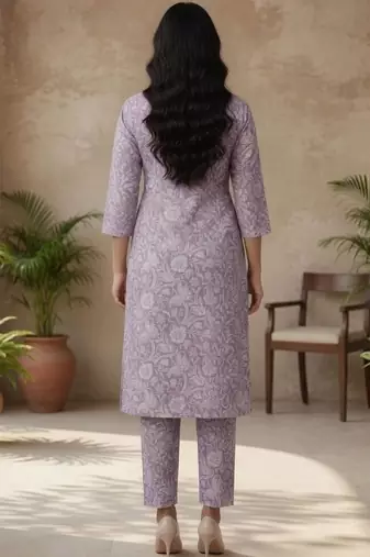 Women Floral Printed Regular Pure Cotton Kurta with Trousers & With Dupatta